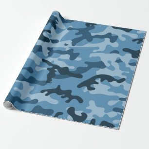 Papel De Presente Allin Cinza "BLUE URBAN CAMO"