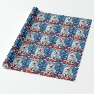 Papel De Presente Almofada de Presente Festivo com Cachorro Esquimó 