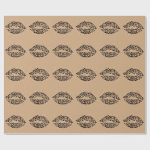 Papel De Presente Almofada de Tira com Lábios de Leopardo Animal C