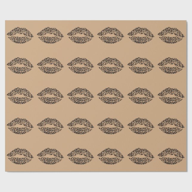 Papel De Presente Almofada de Tira com Lábios de Leopardo | Animal C (Aberto)