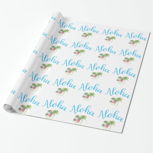 Papel De Presente Aloha Beaches Hawaiian Style Summer (Desenrolado)