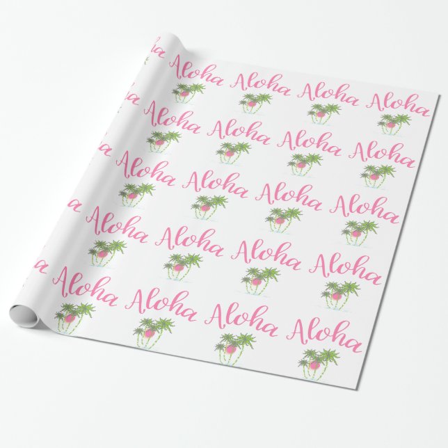 Papel De Presente Aloha Beaches Hawaiian Style Summera (Desenrolado)