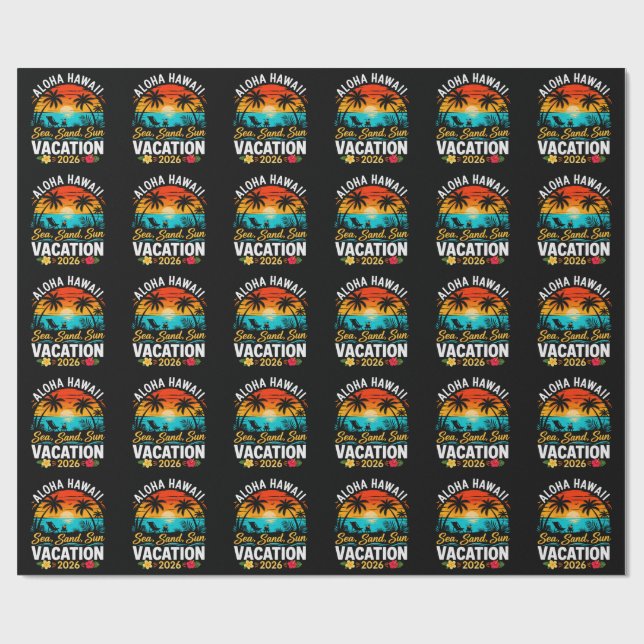 Papel De Presente Aloha Havaí Mar Areia Sol 2026 (Aberto)
