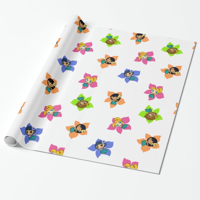 Papel De Presente Aloha Honys Hawaiian Hula Girl Wrappaper (Desenrolado)