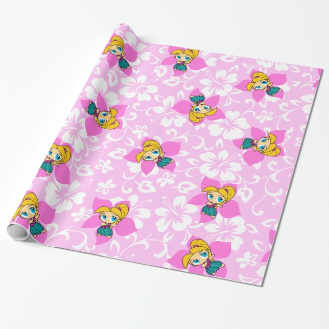 Papel De Presente Aloha Honys Hawaiian Hula Girl Wrappaper (Desenrolado)