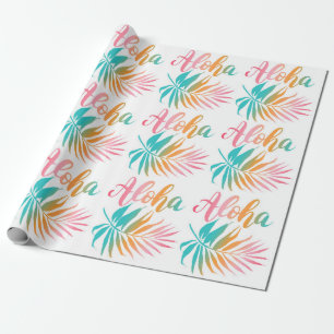 Papel De Presente Aloha Palm Folaf tropical havaiana