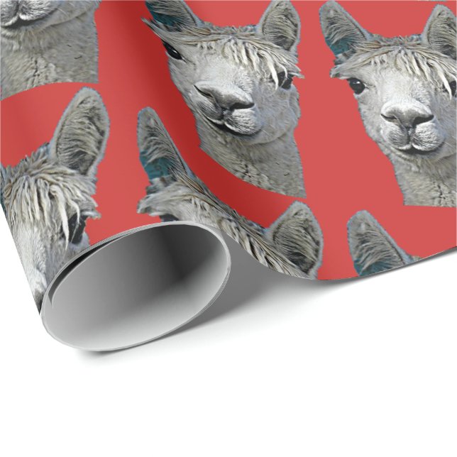 Papel De Presente Alpaca no papel vermelho (Ponta do rolo)