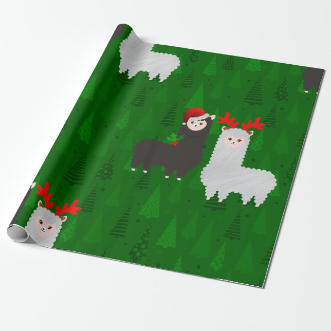 Papel De Presente alpacas de renas do xmas (Desenrolado)