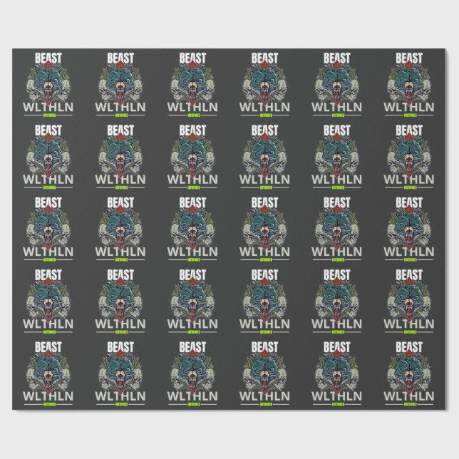 Papel De Presente Alpha Beast _ Untamed Wolf Streetwear Fearless  (Aberto)