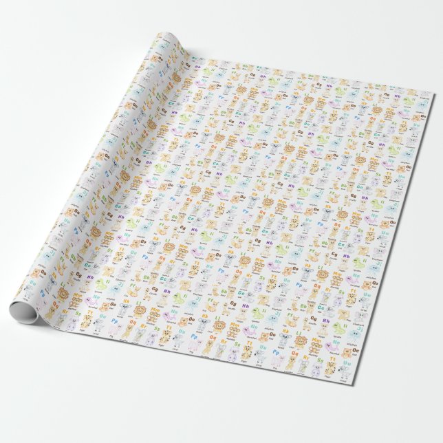 Papel De Presente Alphabet Animal ABC Animais de estimação (Desenrolado)