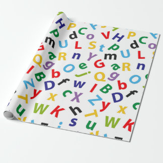Papel De Presente Alphabet Letters in Rainbow Colors Wrapping Paper