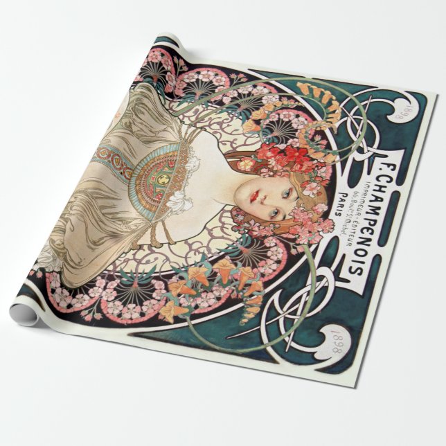 Papel De Presente Alphonse Mucha (Desenrolado)