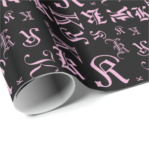 Papel De Presente ALTERAR o estilo BlackLetter MONOGRAM Todas as Oca