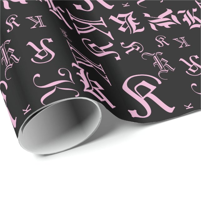 Papel De Presente ALTERAR o estilo BlackLetter MONOGRAM Todas as Oca (Ponta do rolo)