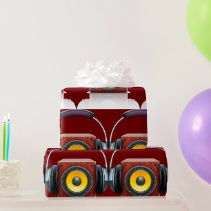 Papel De Presente Alto-falante de madeira moderno com música de fone