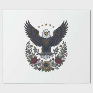 Papel De Presente Ama do Vinho Tinto e Azul Patriótico