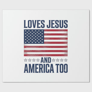 Papel De Presente Ama Jesus E a América Também Camisa Cristã Patriót