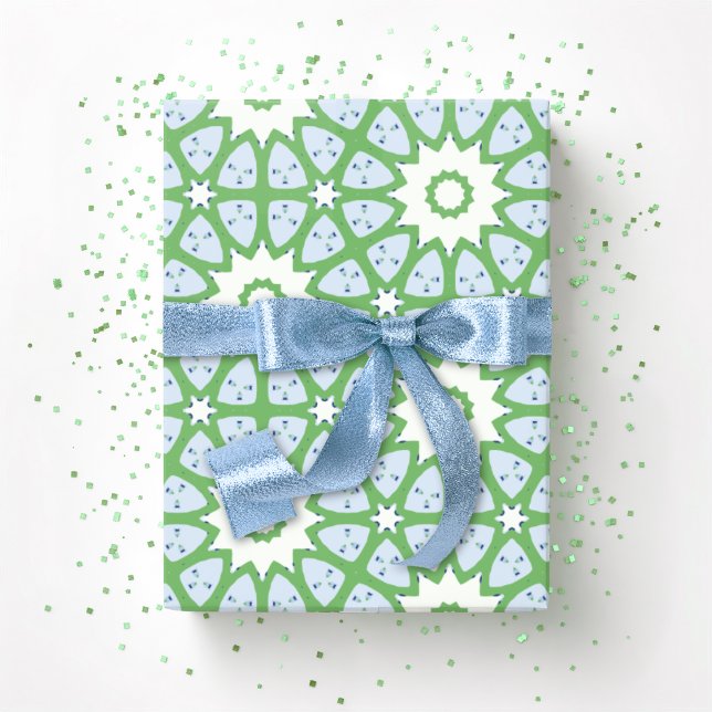 Papel De Presente Amal Star Lattice in Slate and Green (Criador carregado)