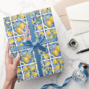 Papel De Presente Amalfi Coast Watercolor — Lemon Mediterrâneo