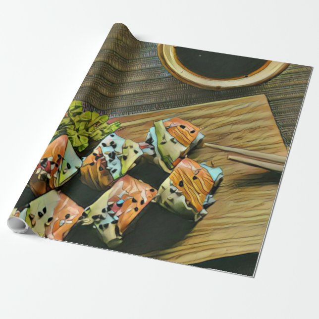 Papel De Presente Amante de sushi da comida japonesa (Desenrolado)