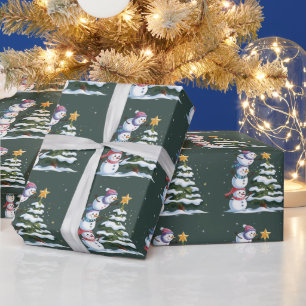 Papel De Presente Amante do Boneco de Neve de Natal Árvore Festa de
