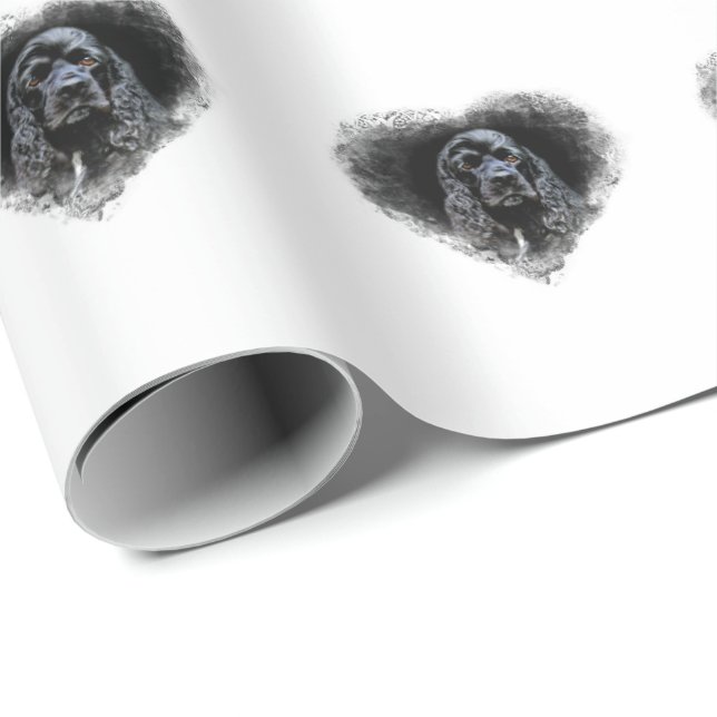 Papel De Presente Amante preto de cocker spaniel (Ponta do rolo)
