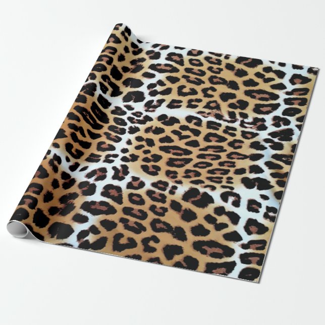 Papel De Presente Amantes de Impressão de Animais Leopardo Elegante  (Desenrolado)