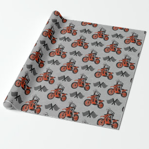 Papel De Presente Amantes de Motociclismo Motocross Bandeiras de Cor