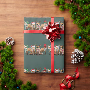 Papel De Presente Amantes de Raposa de Natal Família Animal Férias d