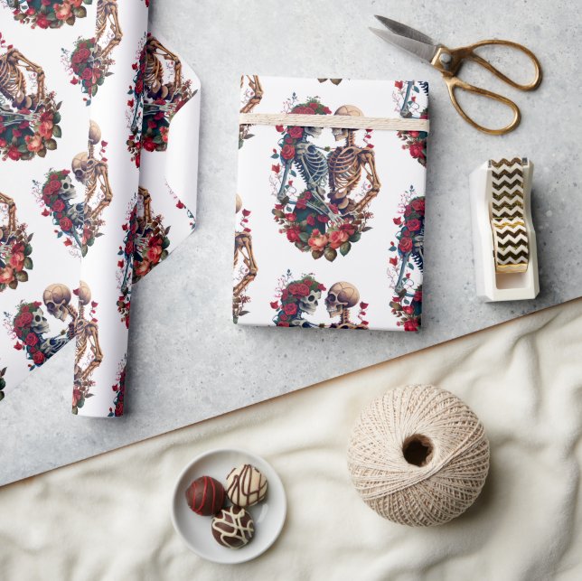 Papel De Presente Amantes de Skeleton (Artesanato)
