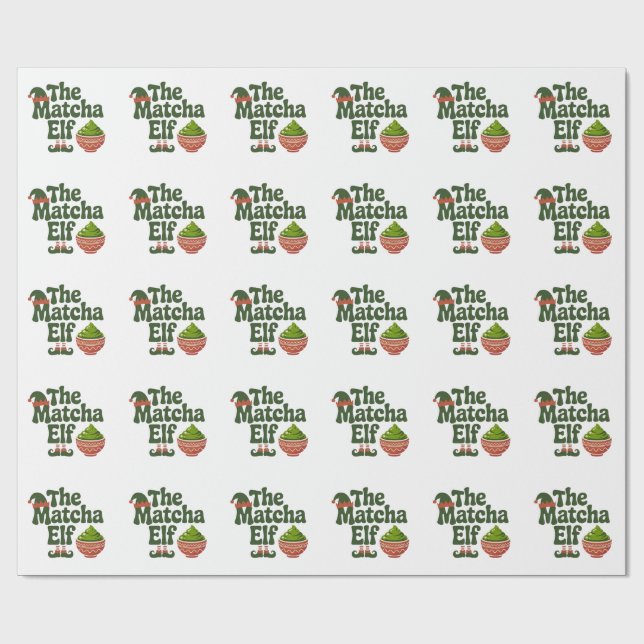 Papel De Presente Amantes do Matcha Elf Engraçado Natal Matcha Beba (Aberto)