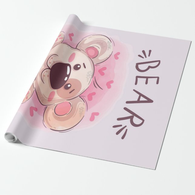 Papel De Presente Amantes do Urso de Teddy | Presente Para Crianças (Desenrolado)