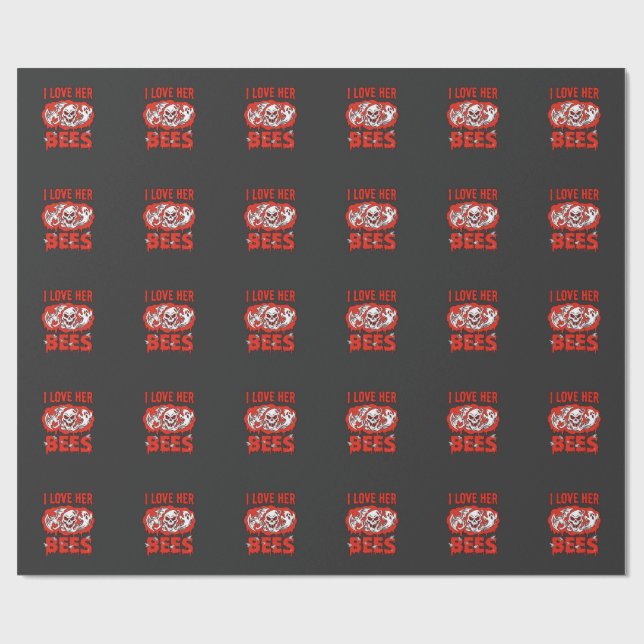 Papel De Presente Amar Abelhas Caveira Morcego Fantasma Sangue Gotej (Aberto)