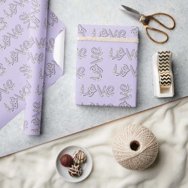 Papel De Presente Amar Flores de Amendoeira Sobre Lavanda (Artesanato)