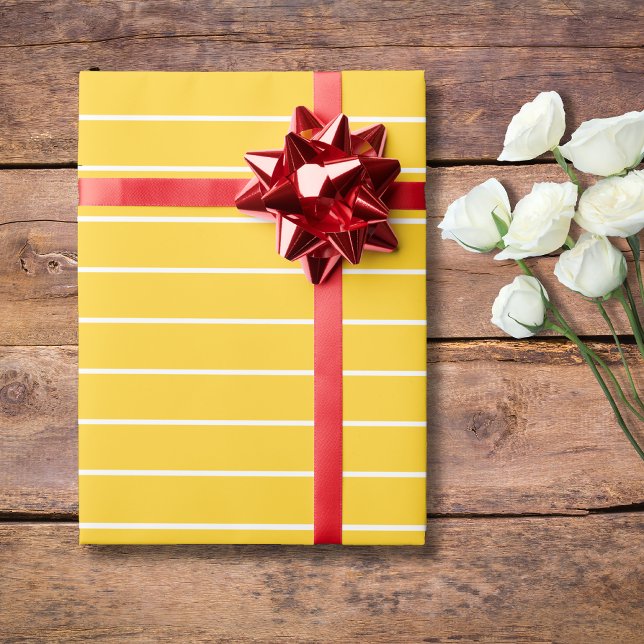 Papel De Presente Amarelo Banana Branco Listrado Horizontal Fino (Criador carregado)