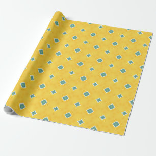 Papel De Presente Amarelo Brilhante e Quadrados Confetti Saudáveis