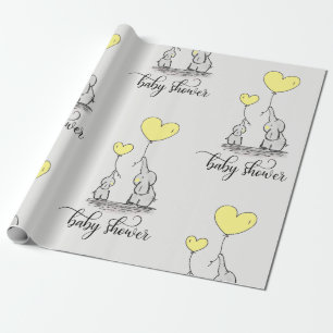 Papel De Presente Amarelo cinzento das mamães & do chá de fraldas 