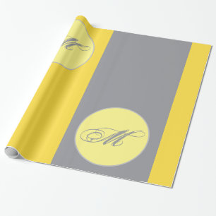Papel De Presente Amarelo Claro E Cinza Suave Personalizar Envoltóri