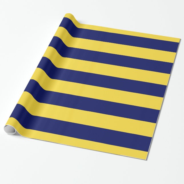 Papel De Presente Amarelo de ananás, Marinho Azul XL Stripes Padrão  (Desenrolado)