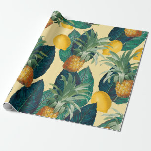 Papel De Presente amarelo dos limões dos abacaxis