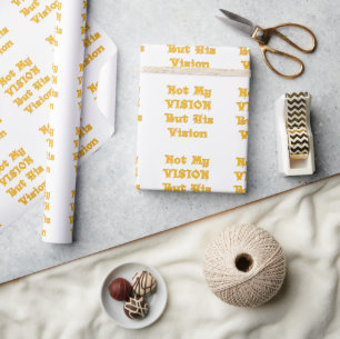 Papel De Presente Amarelo Dourado "Não Minha Visão Mas a Visão Dele"