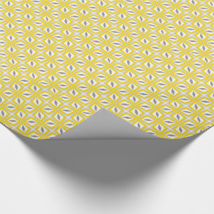 Papel De Presente Amarelo e cinza abstratos do teste padrão da folh