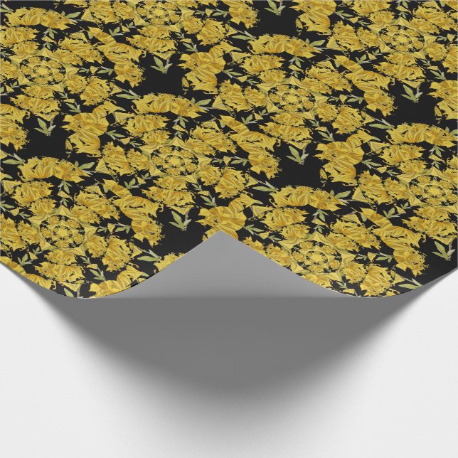Papel De Presente Amarelo e preto Azalea arte fractal (Ponta)