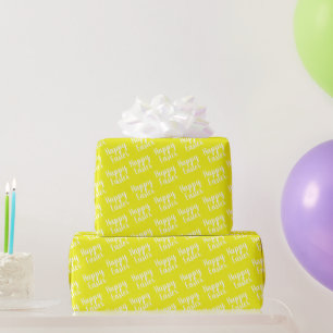 Papel De Presente Amarelo Felz pascoa personalizável