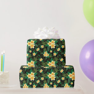 Papel De Presente Amarelo Floral Folhas Verdes Aniversário Chá de No
