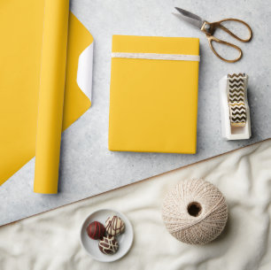Papel De Presente Amarelo Girassol Sólido Brilhante Neutro em Gênero