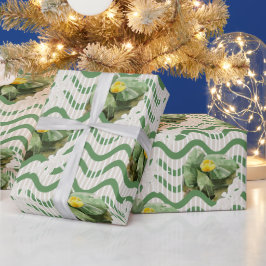 Papel De Presente amarelo Lírios aquarela Padrão