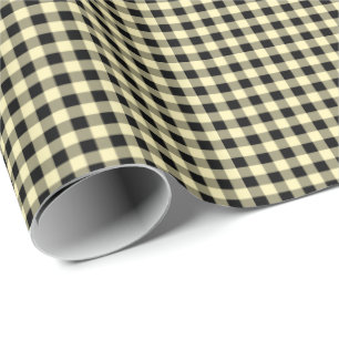 Papel De Presente Amarelo-Manteiga Papel de enrolamento de Gingham