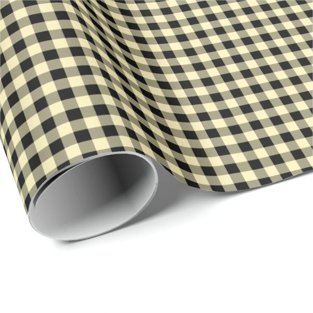 Papel De Presente Amarelo-Manteiga | Papel de enrolamento de Gingham (Ponta do rolo)