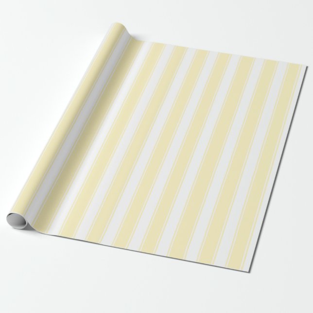 Papel De Presente Amarelo Pastel da listra branca clássica do (Desenrolado)